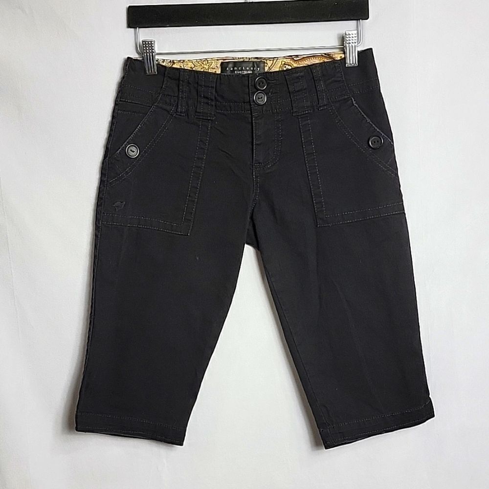 Sanctuary Black Cropped Utility Shorts